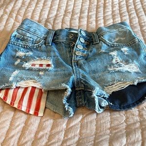 Distressed jean shorts